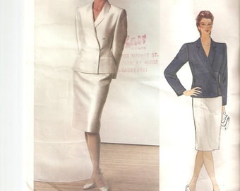 UNCUT Vogue Sewing Pattern 1158 , design by Bill Blass for Jacket and Skirt, Sz 14, 1990s