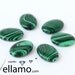 Oval shaped polished malachite beads, green, 6 pieces, 16mm x 12mm