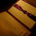 Custom Listing for Stacey - Purple and Champagne Pocketfold Wedding Invitation