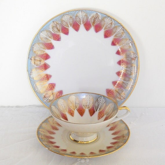 SALE vintage teacup tea cup trio set german porcelain tea