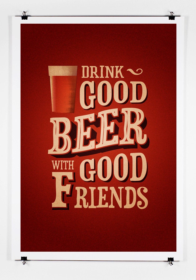 Download Drink Good Beer With Good Friends Vintage Poster Retro Art