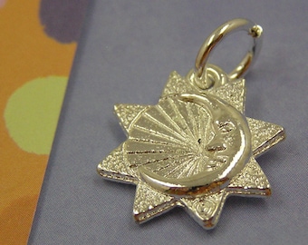 090 Silver Celestial Sun Stars Moon Charm