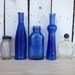 Vintage Cobalt blue vases glass bottles with blue lids by MellaFina