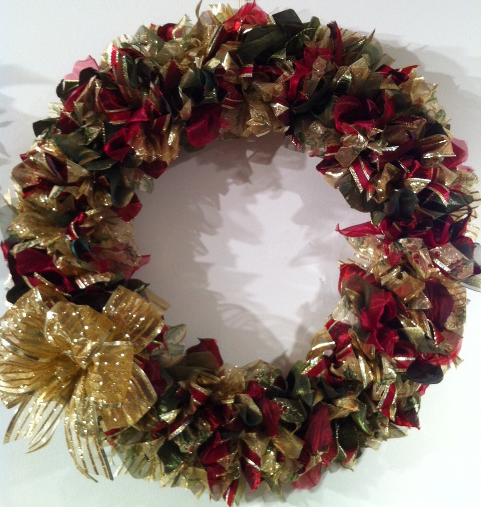 22 inch wire edged ribbon Christmas wreath