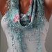 Blue Shawl Scarf - Headband Cowl with Lace Edge/Spring Trends