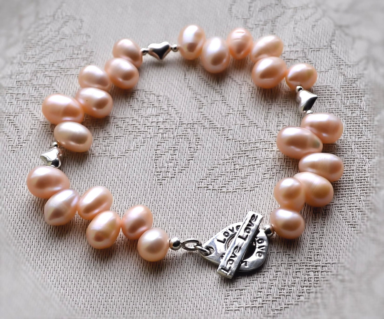 Natural Pink Freshwater Pearl Bracelet by SharonDealJewellery
