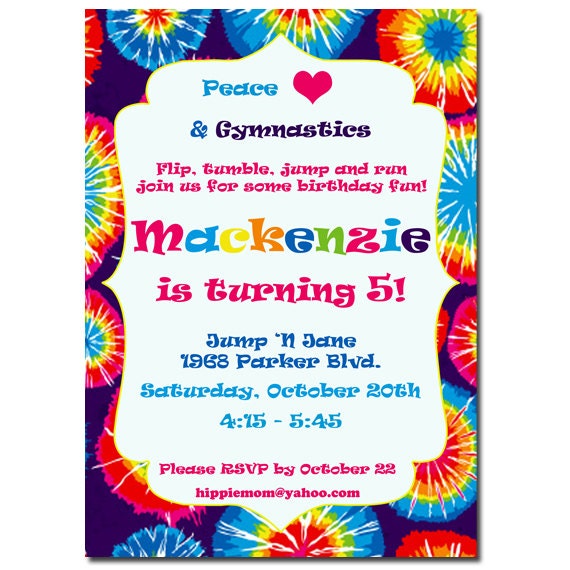 Tie Dye Party Invitations 3