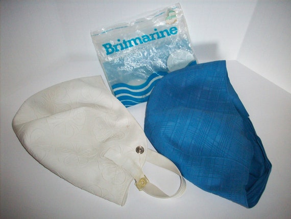 Wanted A Bag Made From A Swimming Cap No vintage swim cap britmarine with original bag white blue swim Wanted A Bag Made From A Swimming Cap No vintage swim cap britmarine with original bag white blue swim