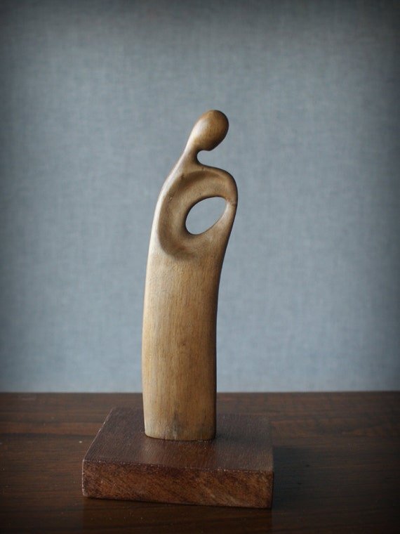 Person V modern wood sculpture unique hand carved wood