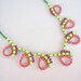 Vintage 1950s One Of A Kind Hand Painted Neon Pink and Neon Green Rhinestone Necklace