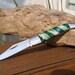 Fossil Mammoth Tooth Ivory in Emerald Green, Handmade Pocket Knife, Mirror Polished 440 Stainless Steel, Engraved Spine,USA , FREE Shipping
