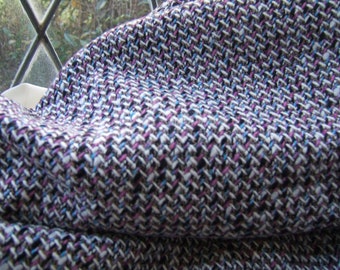 Very pretty woven colorful wool blend fabric, grey, pink, white, black and blue