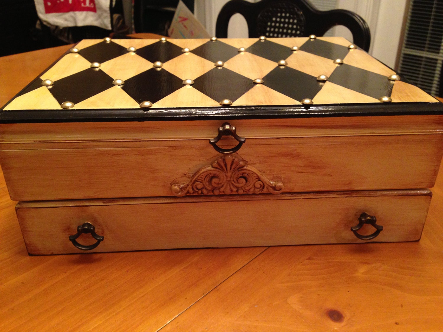 Reserved for Violeten custom painted silverware chest