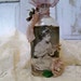 Collectible recycled glass bottle art muted pink sepia toned with antique picture Anita Spero