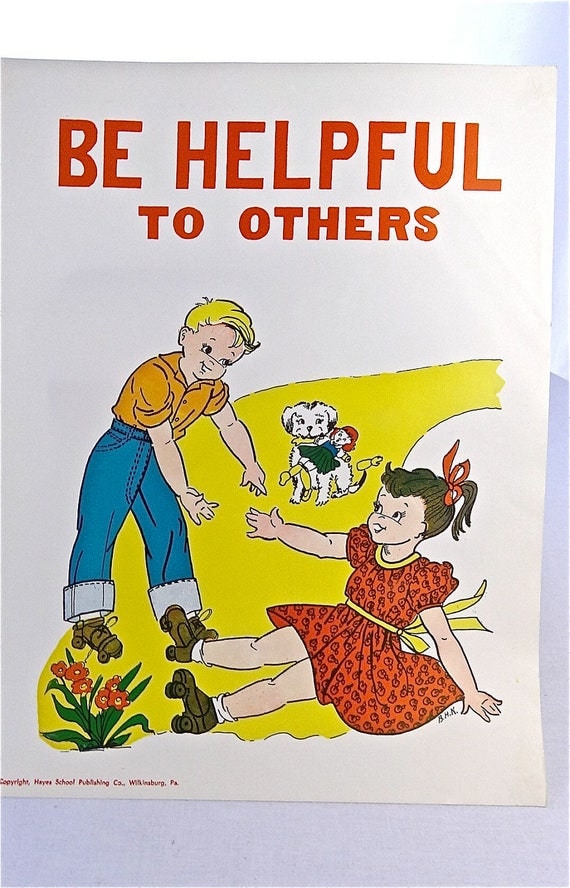 Vintage School Poster 1957 Educational Classroom Good