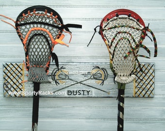 Lacrosse Rack Custom Personalized Team Colors Lax Stick Hanger Jersey Number Sports Room Decor School Sport Wall Decor Athletic Organizer