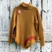 Golden Gingham Poncho Sweater/ upcycled gold hippie cape/ eco friendly OOAK boho sweater