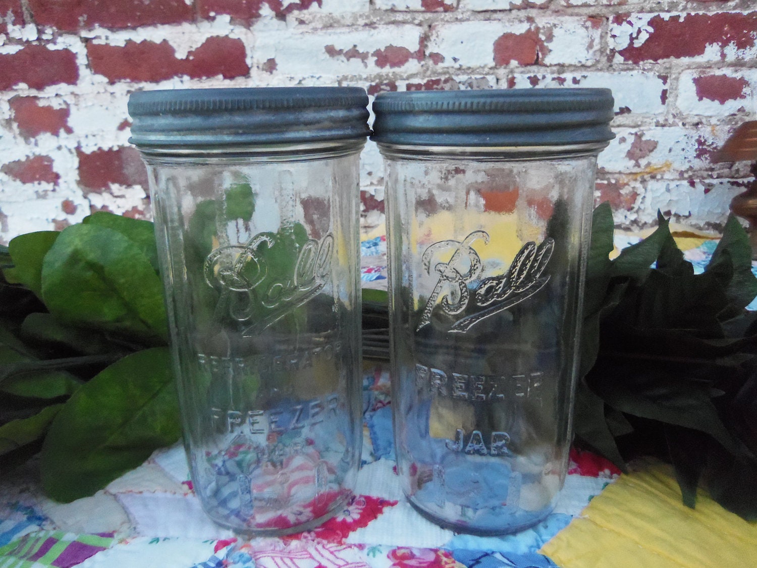 2 Ball Freezer Jars Clear with Wide Mouth Freezer Caps B1174