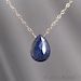 Sapphire Necklace - genuine sapphire navy midnight blue 14k gold-filled or sterling silver September Birthstone Bridesmaid gift