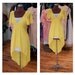 1970s High Low Open Back Yellow Flowy Summer Party Dress Sundress Dress with Empire Waist