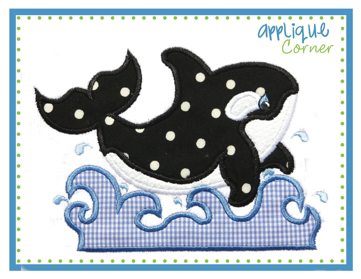 581 Whale with Water applique design digital for embroidery