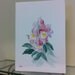 Handpainted original watercolor card "Pink Snapdragons" 5x7