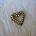 Vintage Heart Shaped Brooch Pin with Aurora Borealis and Peridot Rhinestones