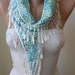 New - Mother's Day Gift - Green Flowered Scarf with White Trim Edge