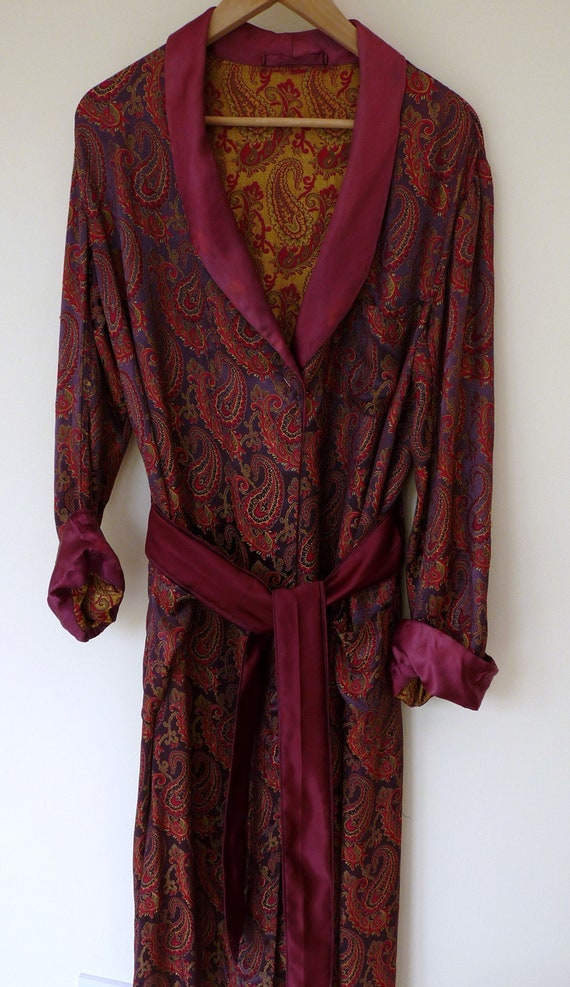 Vintage Paisley Satin Dressing Gown Smoking Jacket by FloralStreet