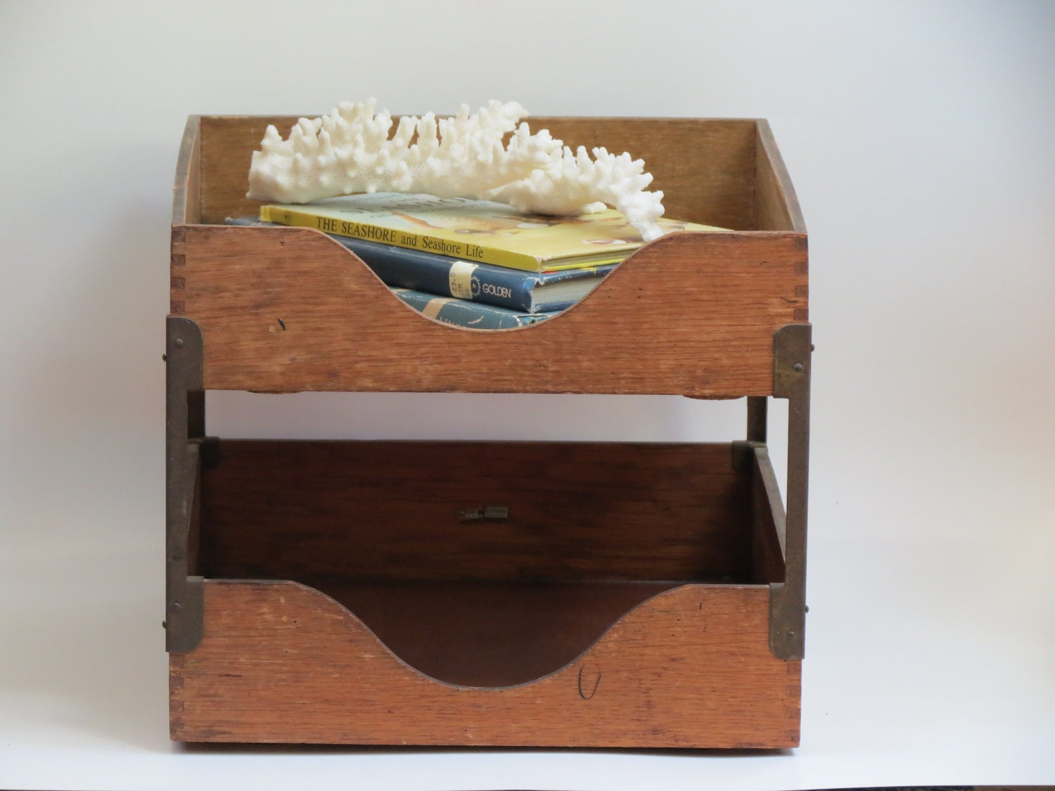 Vintage Wooden Stacking Desk Tray / Inbox / Outbox