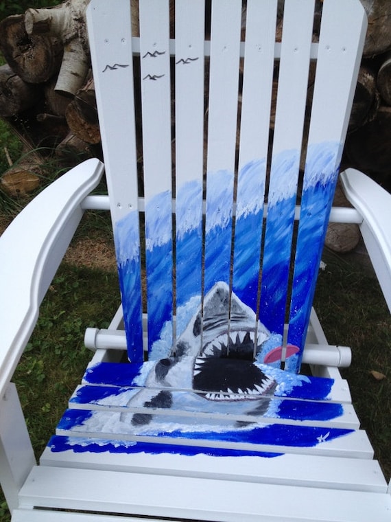 Hand Painted Adirondack Chair and Ottomans by beachchairsbyk
