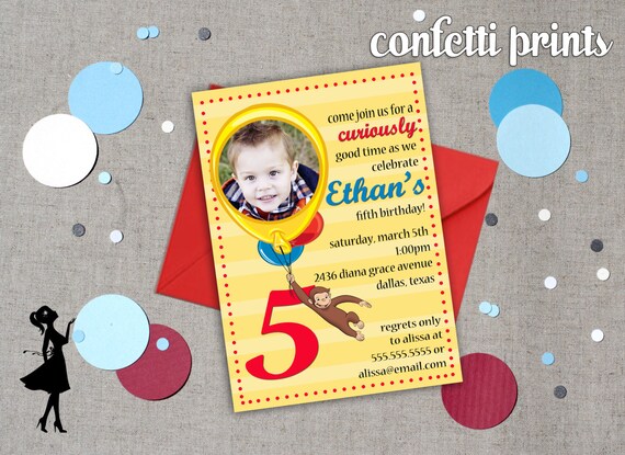 CURIOUS GEORGE Birthday Invitation / Photo Card Printable Il_570xn