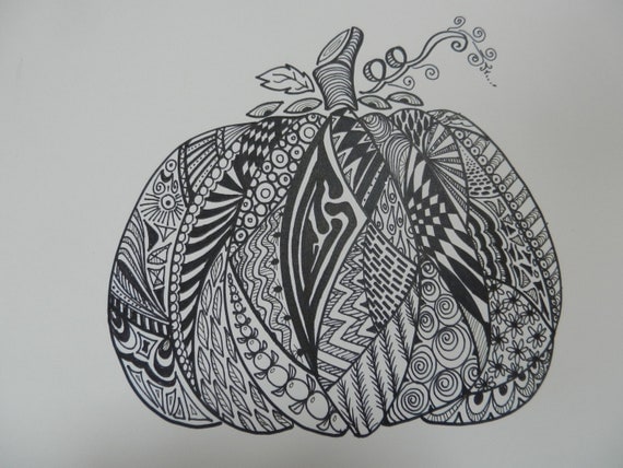 Items similar to Zentangle Pumpkin on Etsy