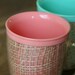 Vintage Raffia/Burlap Mugs with Handles Blue Green Pink Yellow Orange
