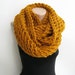 Mustard chunky infinity scarf,knitted loop scarf