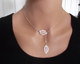 Silver Leaf Necklace, Sterling Silver necklace, Leaf Jewelry - Cute, Dainty, mother, mom, teen, Birthday gift