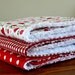 Red baby burp cloths with polka dots gingham and flowers