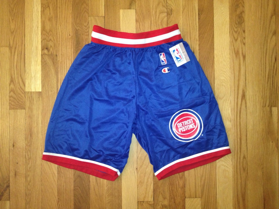 vintage detroit pistons champion shorts away size medium