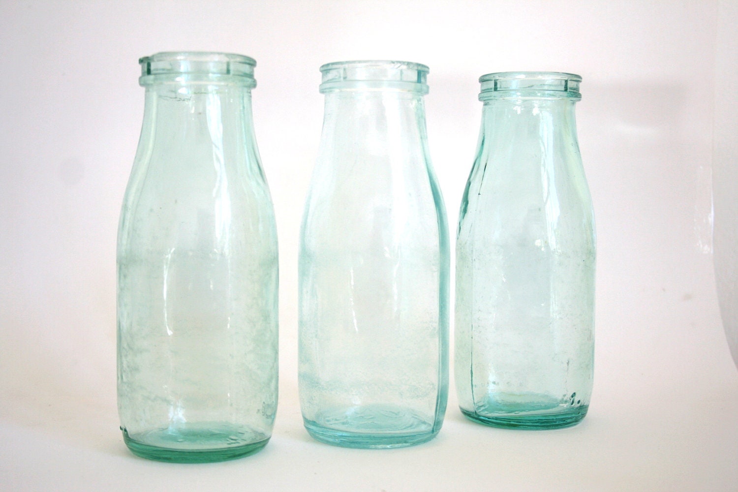 LOVELY Vintage glass milk bottle vases