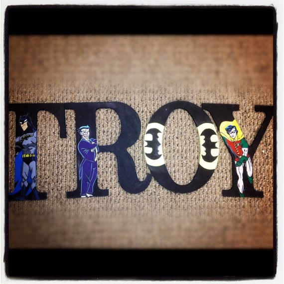items similar to batman handpainted letters on etsy