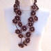 Crochet lariat scarf with Flower in brown with bead, Necklace, Crochet Floral Necklace, Feminine, Trendy, Infinity, Harvest,