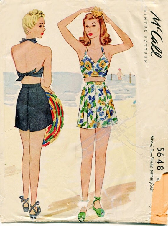 McCall 5648 Vintage 1940s Bathing Suit Pattern Swing Era WWII