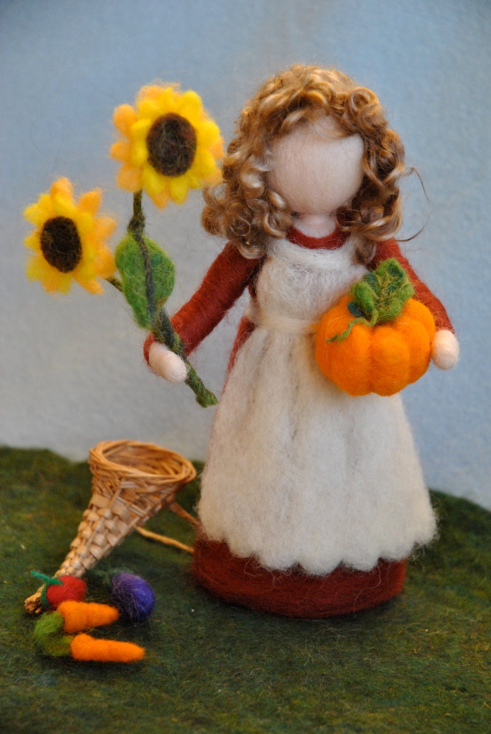 Waldorf inspired needle felted doll/Soft Sculpture/Standing