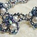 Glass Pearl & Swarovski Crystal Necklace, gray, blue, crystal, beaded, gift, women, pearls, beadwork