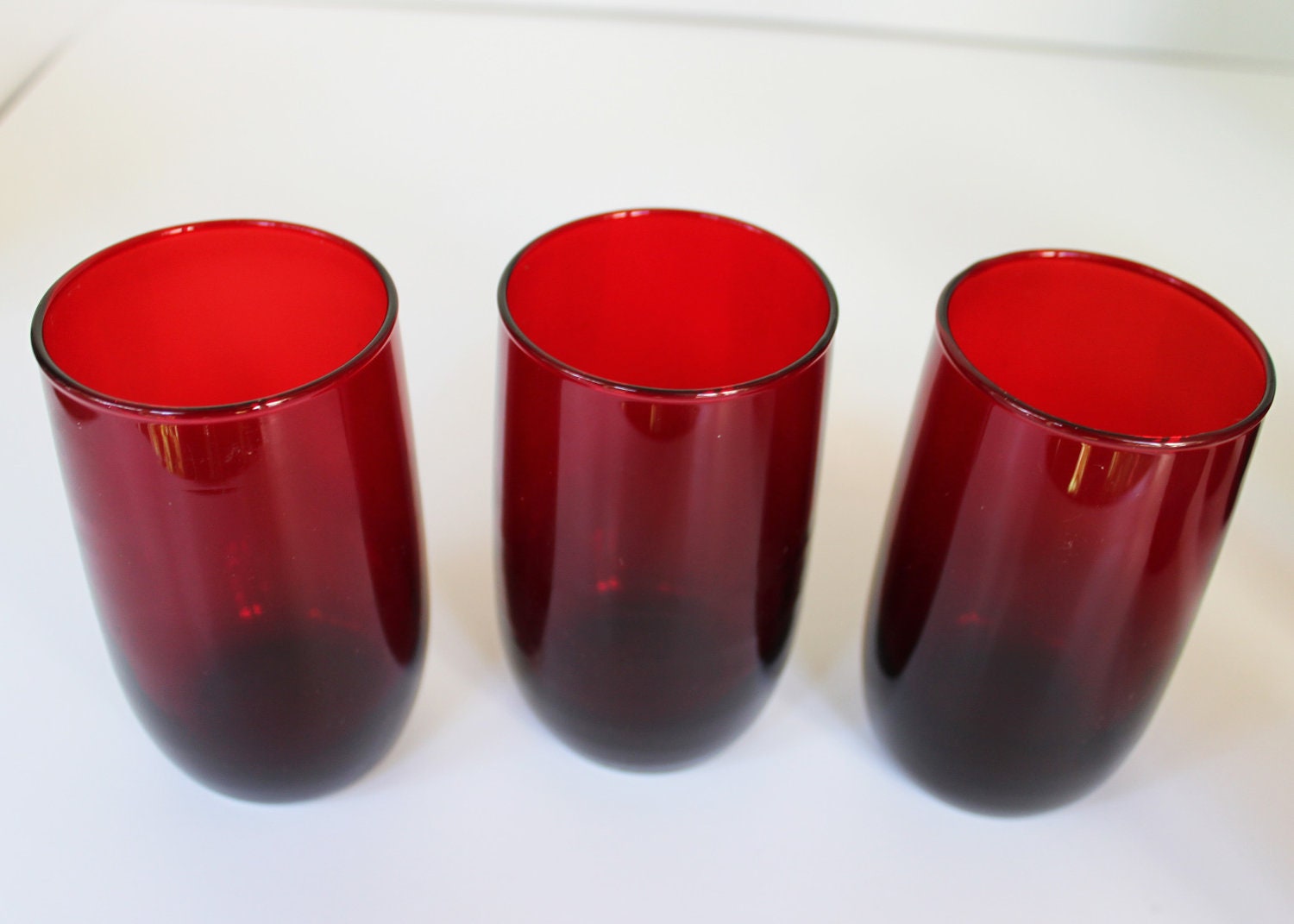 Vintage Ruby Red Drinking Glasses set of 6