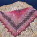 Knitted Pink and Violet Lace Shawl