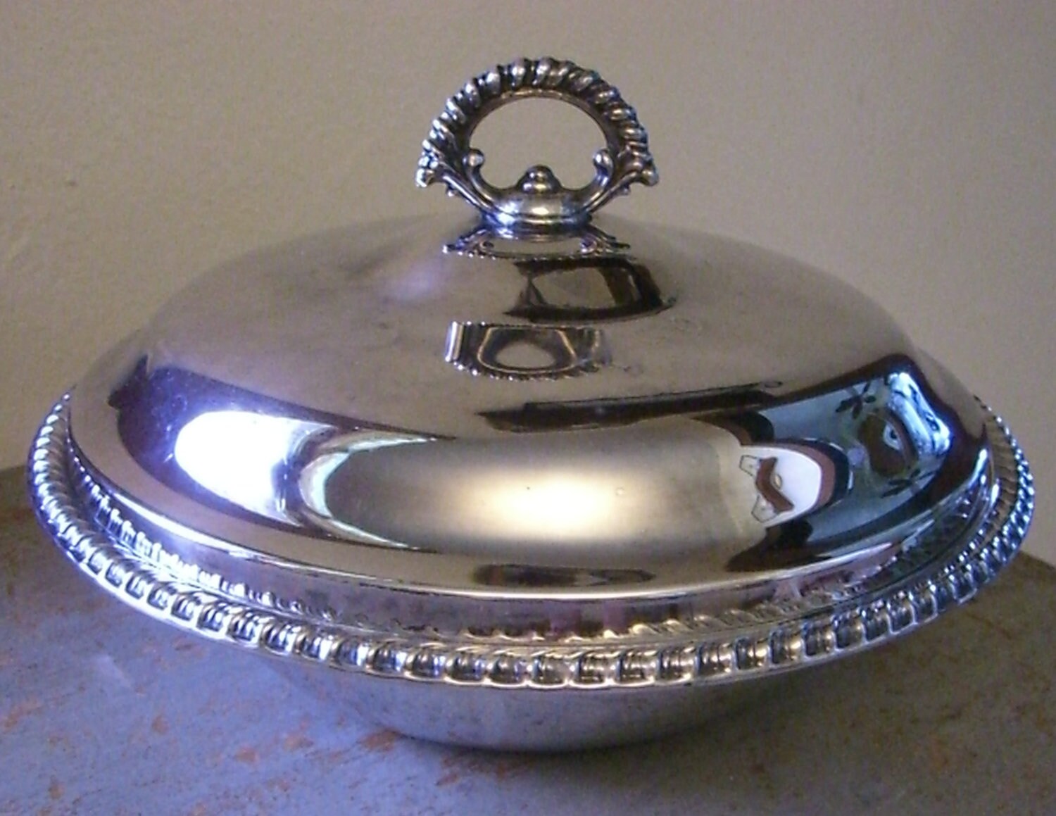 Silver Bowl with Lid Vintage Serving Bowl with Lid