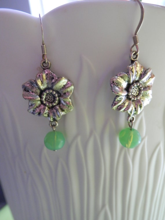 Flower Dangle Earrings by kristengaudette on Etsy