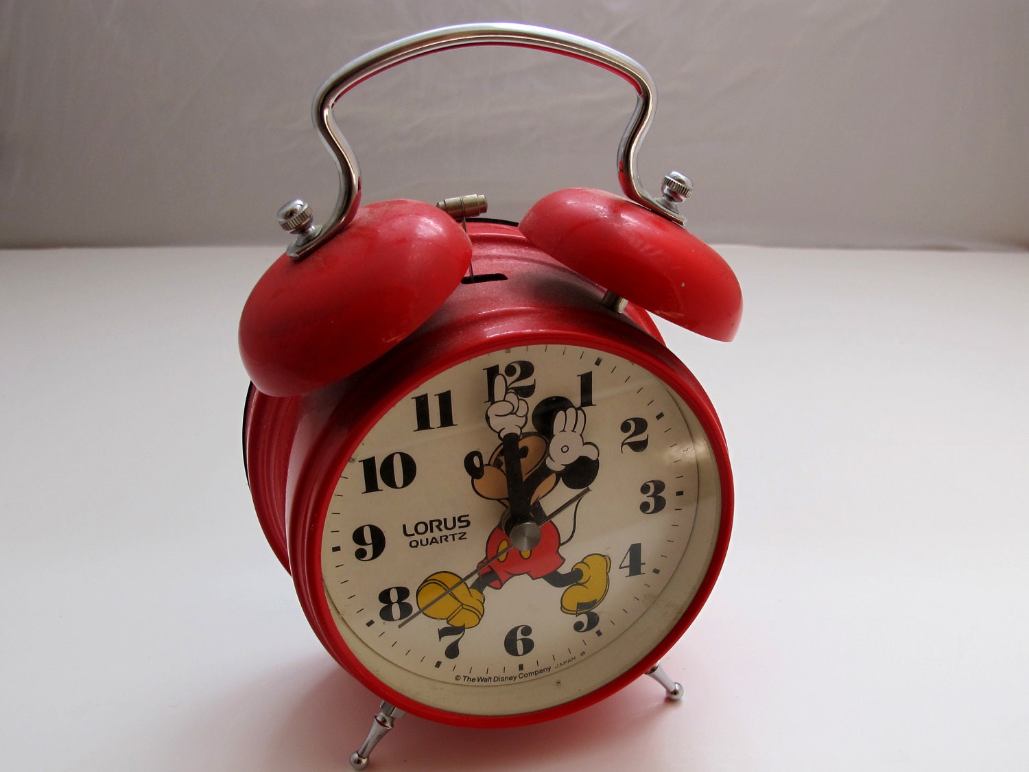 Mickey Mouse RED Alarm Clock Lorus Quartz Walt / Walt Disney