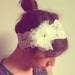 Lace Headband - Cream Vintage Wedding Headbands- Lace Bridal Wedding Headband with Lace Rosette and Pearls